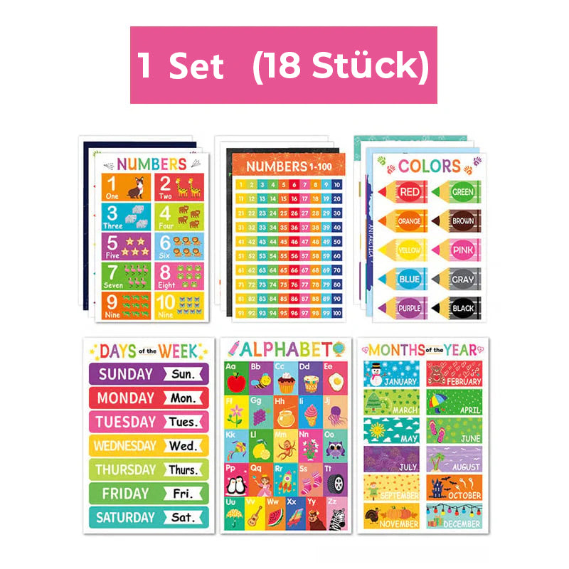 Bunte pädagogische Poster (18 Stück/Set)