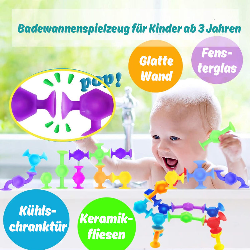 Buntes Spielzeug mit Saugnapf aus Silikon (38 Stück/Set)