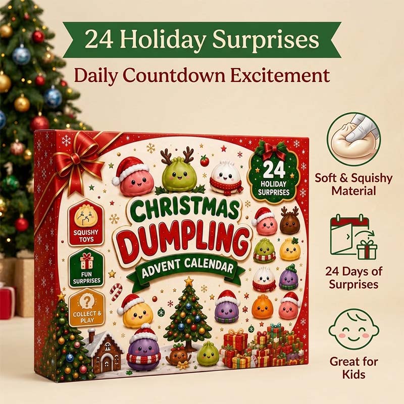 Weihnachts-Adventskalender mit Teigtaschen-Squishys – 24 Überraschungsspielzeuge