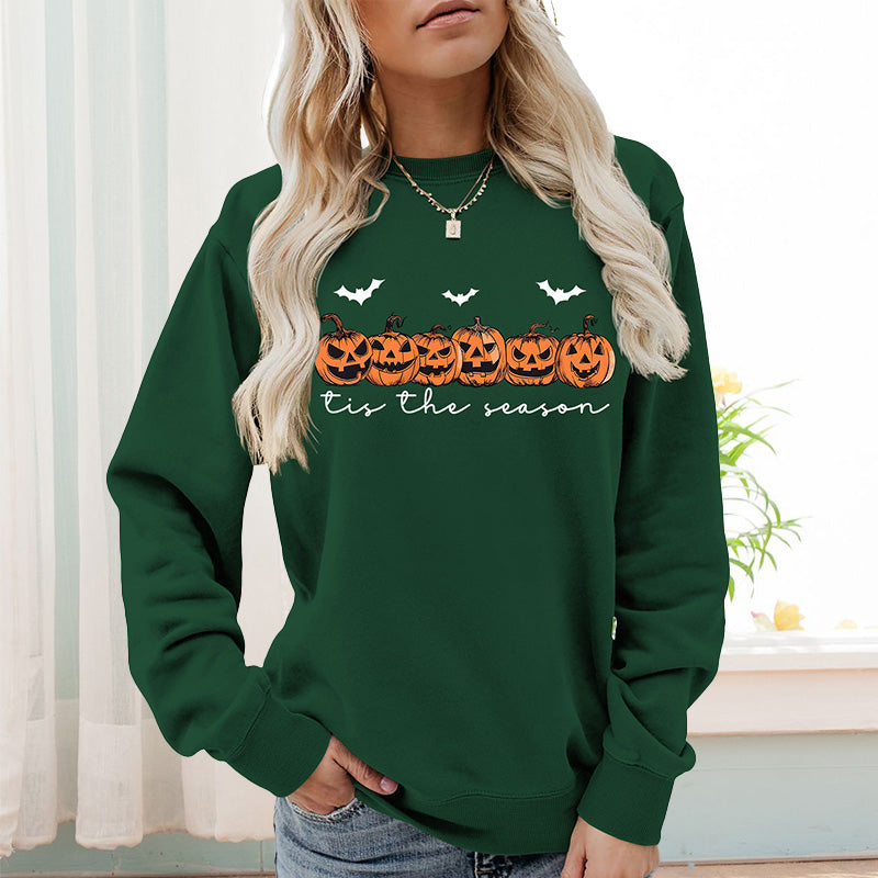 Rundhals-Sweatshirt mit Kürbis-Print