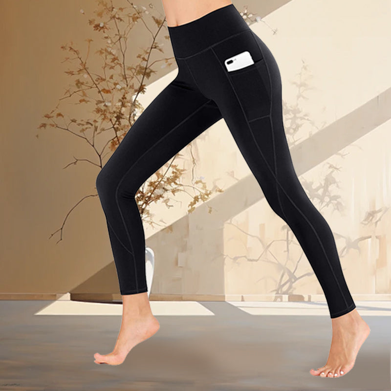 Fitness-Yogahose mit hoher Taille und Hüftlifting und Seitentasche