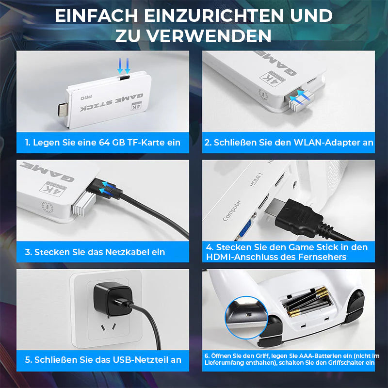 Retro-Spielkonsole mit zwei kabellosen Controllern