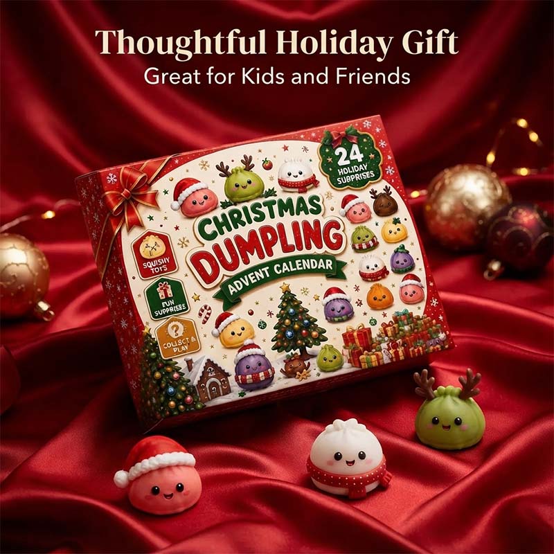 Weihnachts-Adventskalender mit Teigtaschen-Squishys – 24 Überraschungsspielzeuge