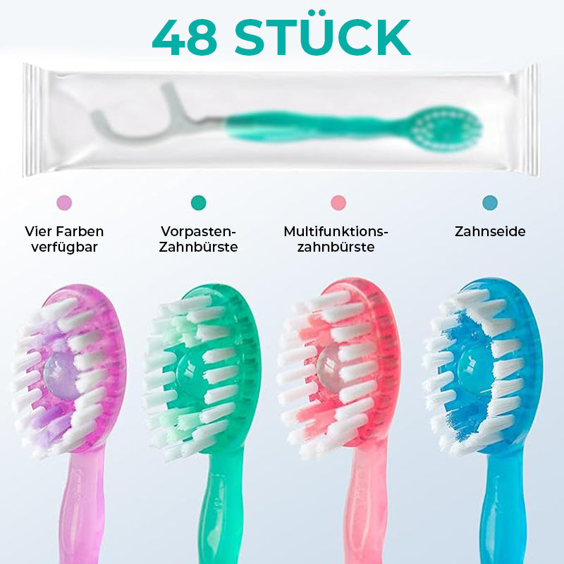 Mini-Zahnbürste 5-in-1-Werkzeug (Zahnpasta + Zahnseide + Zahnstocher + Zungenreiniger) Tragbares Reiseset