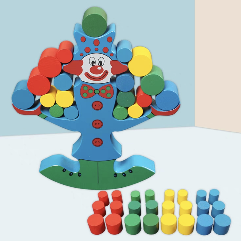 Clown-Balancierblöcke aus Holz