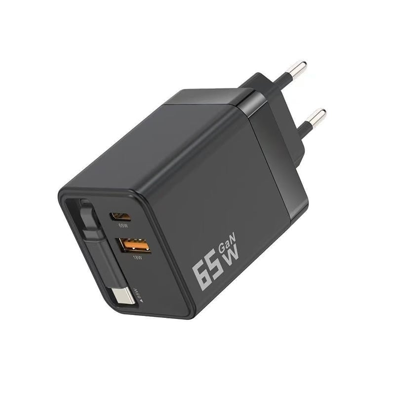 65 W GaN 3-in-1 einziehbares Schnellladegerät
