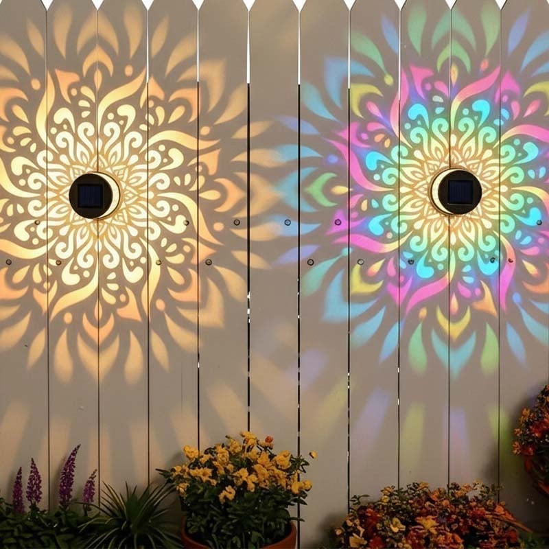 Wandleuchte aus Eisen im Solar-Mandala-Design