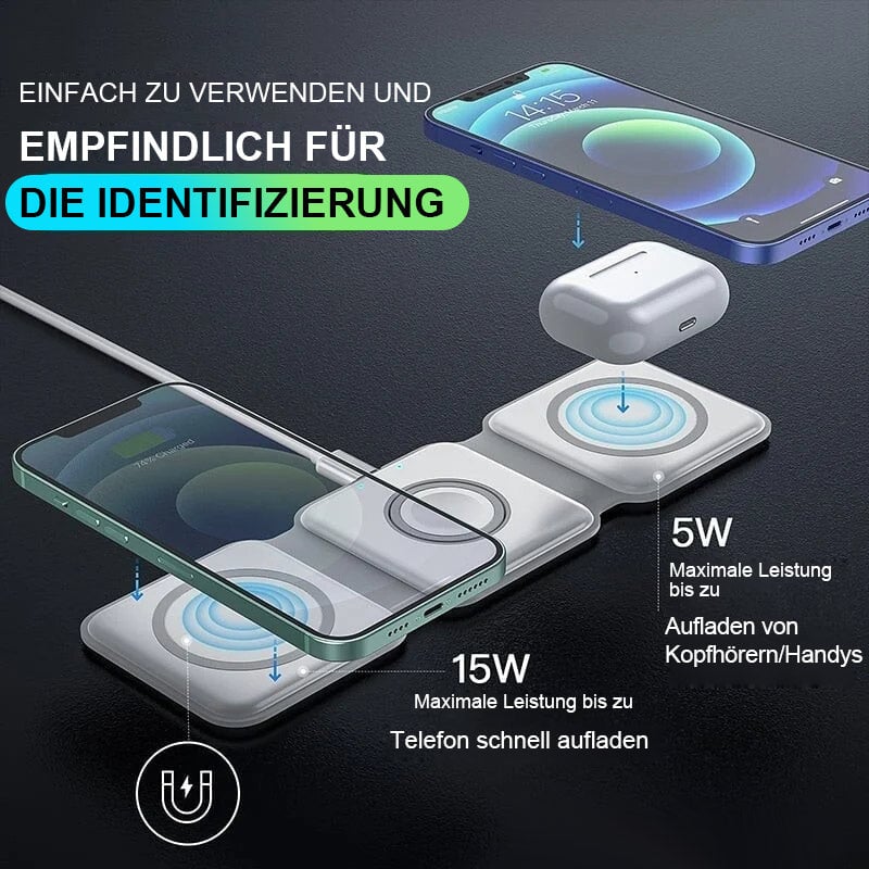 Faltbares kabelloses 3-in-1-Ladegerät