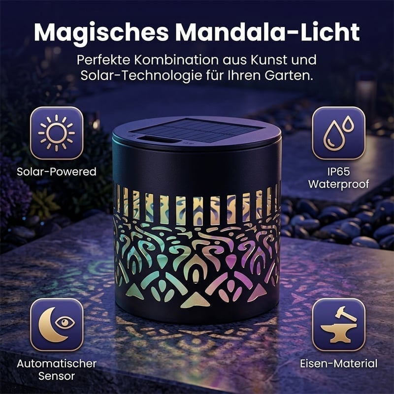 Wandleuchte aus Eisen im Solar-Mandala-Design