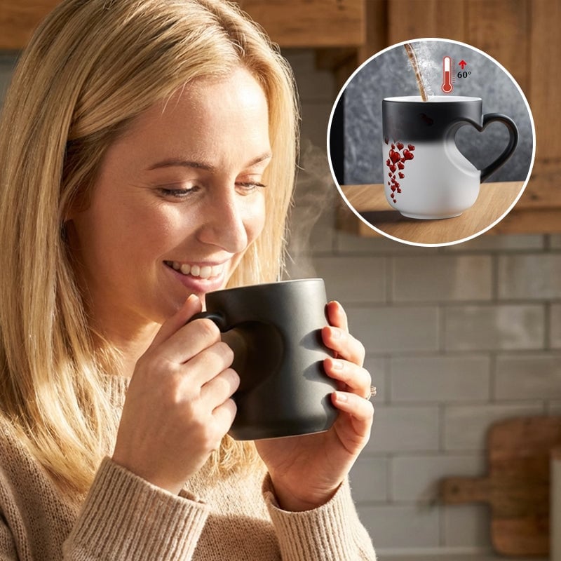 Herzförmige, farbwechselnde Keramiktasse