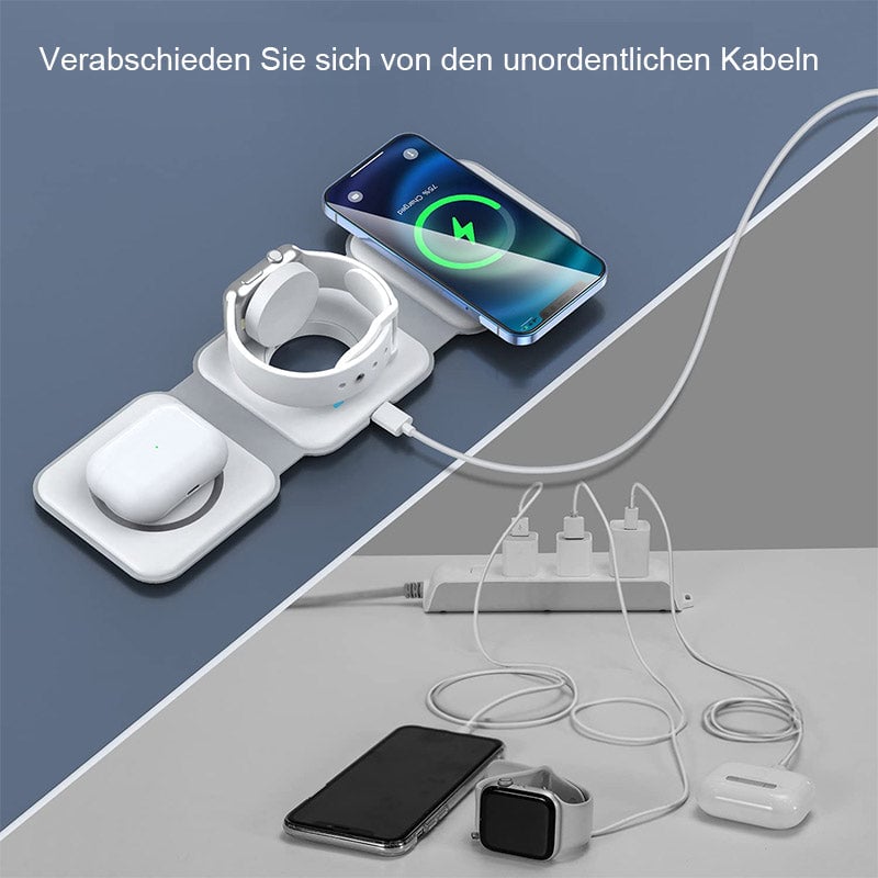 Faltbares kabelloses 3-in-1-Ladegerät