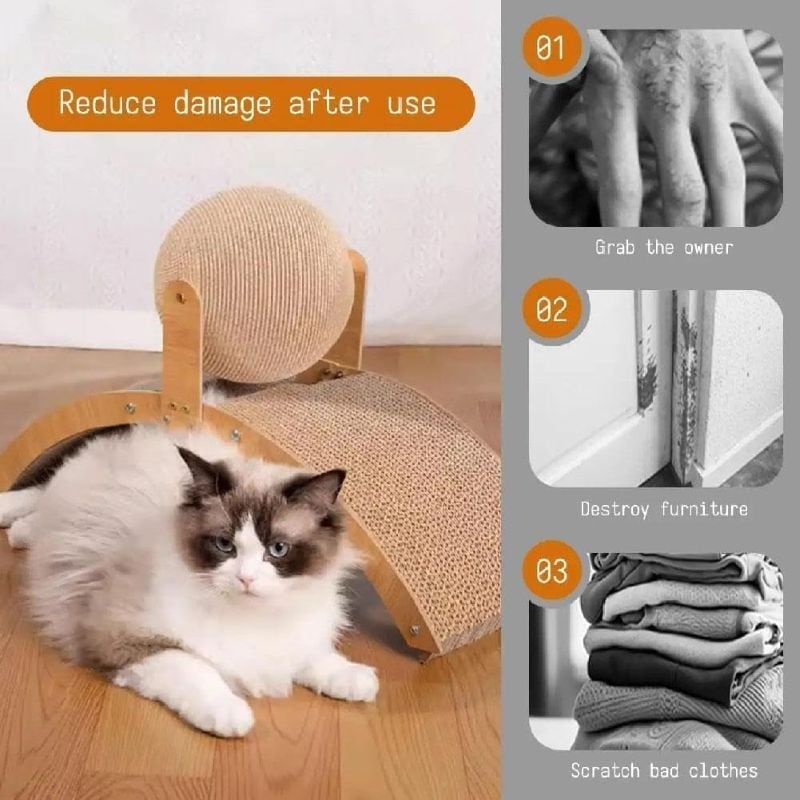 Kratzball für Katzen mit Ständer