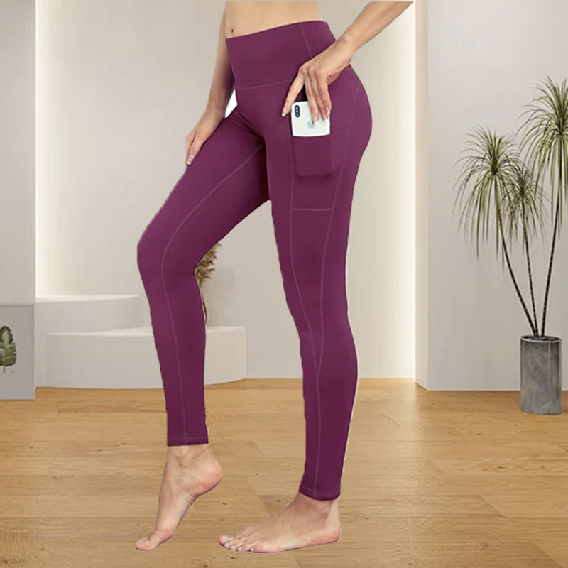 Fitness-Yogahose mit hoher Taille und Hüftlifting und Seitentasche
