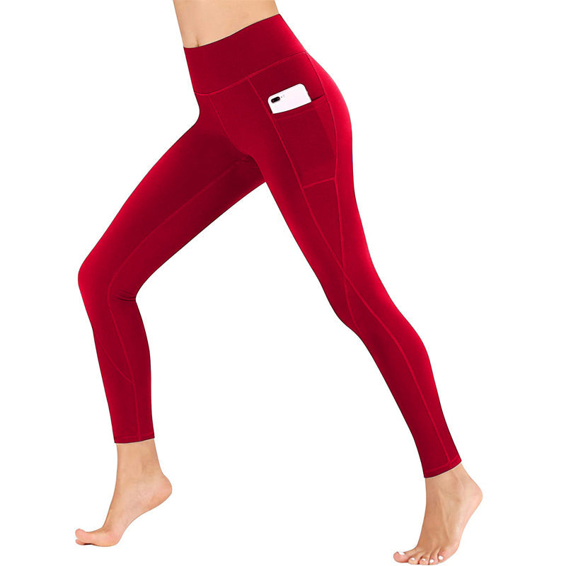 Fitness-Yogahose mit hoher Taille und Hüftlifting und Seitentasche