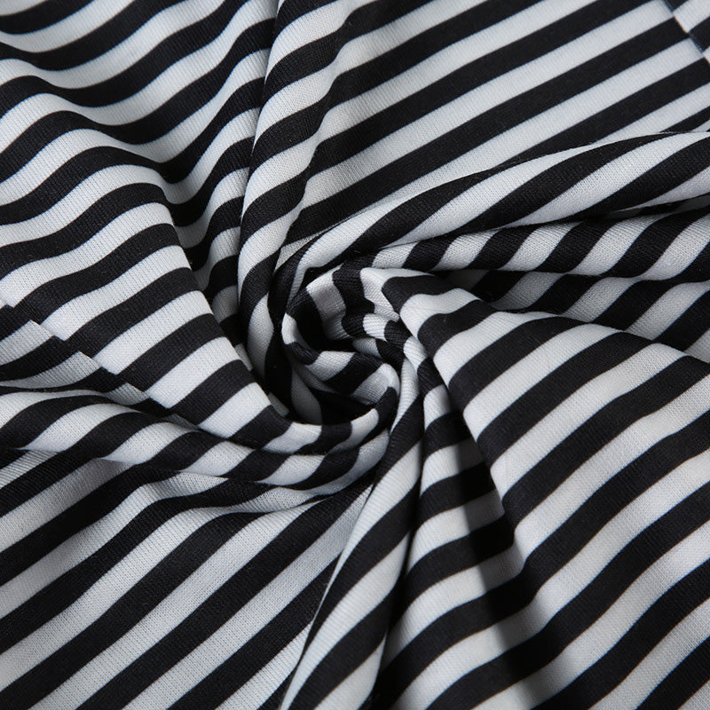 Gestreifte Strick-Freizeithose mit Farbblockdesign und niedriger Leibhöhe