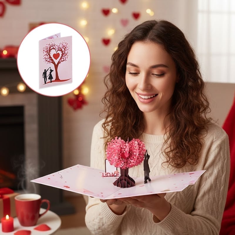 3D-Pop-up-Grußkarte zum Valentinstag & Jahrestag – Liebesbaum