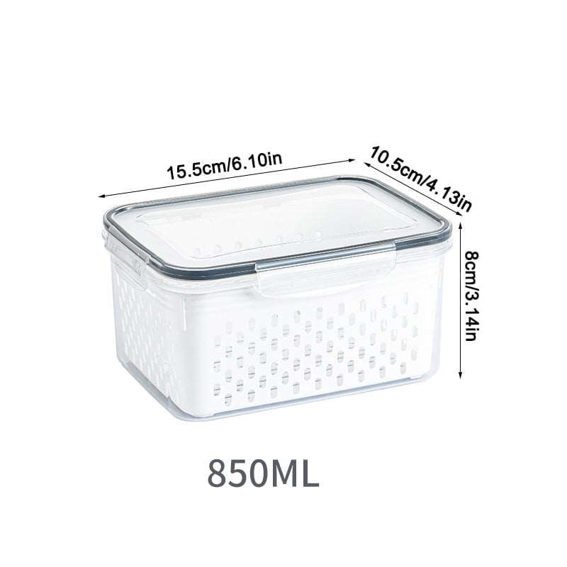 Kühlschrank-Lebensmittelaufbewahrungsbehälter mit abnehmbarem Sieb
