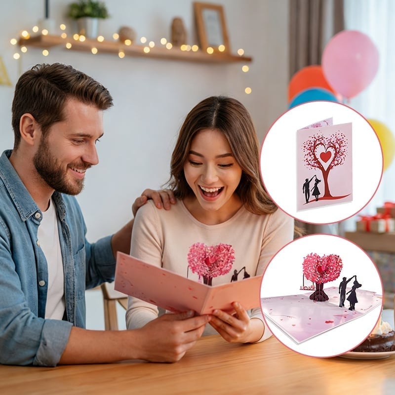 3D-Pop-up-Grußkarte zum Valentinstag & Jahrestag – Liebesbaum