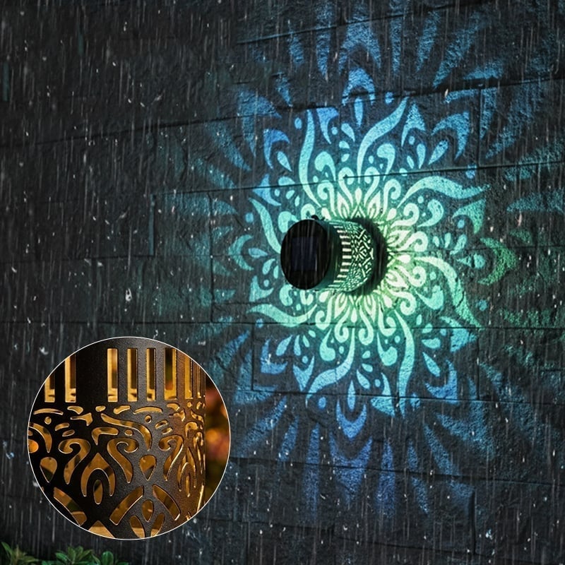 Wandleuchte aus Eisen im Solar-Mandala-Design