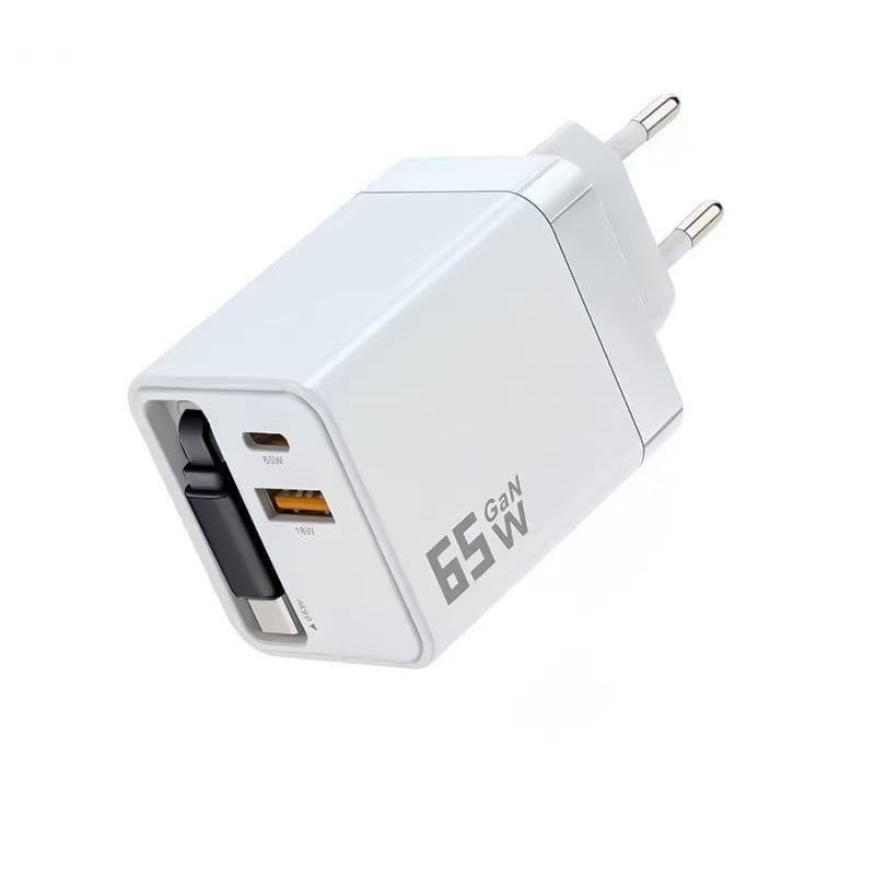 65 W GaN 3-in-1 einziehbares Schnellladegerät