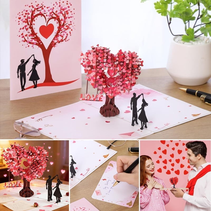 3D-Pop-up-Grußkarte zum Valentinstag & Jahrestag – Liebesbaum