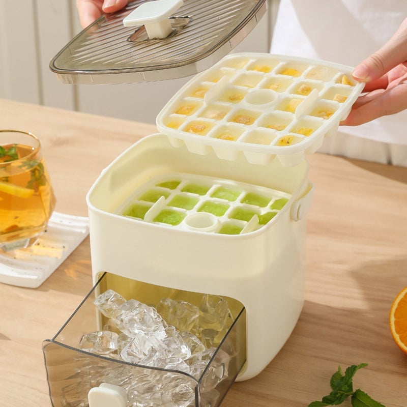 Eiswürfelform mit Griff und Ausdrückmechanismus (doppelschichtig)