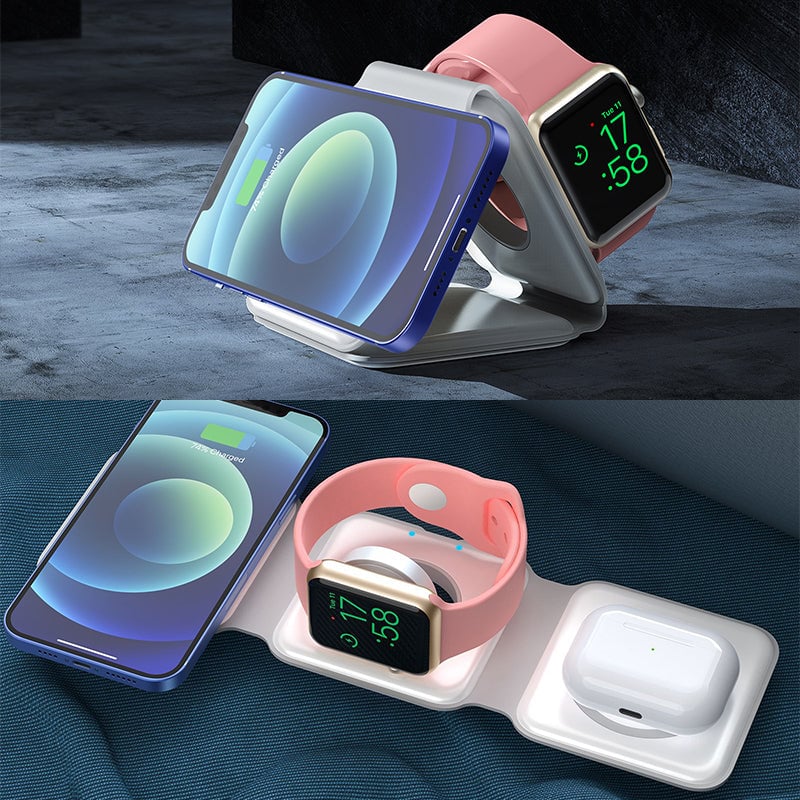 Faltbares kabelloses 3-in-1-Ladegerät