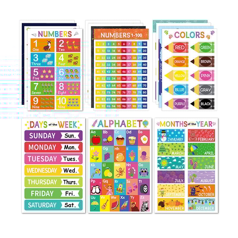 Bunte pädagogische Poster (18 Stück/Set)
