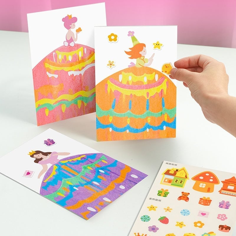 Kreatives Postkartenset mit Regenbogen-Kratzbildern für Kinder (Englische Version)