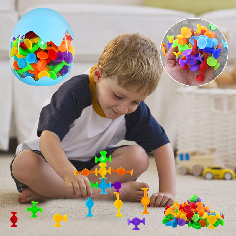 Buntes Spielzeug mit Saugnapf aus Silikon (38 Stück/Set)