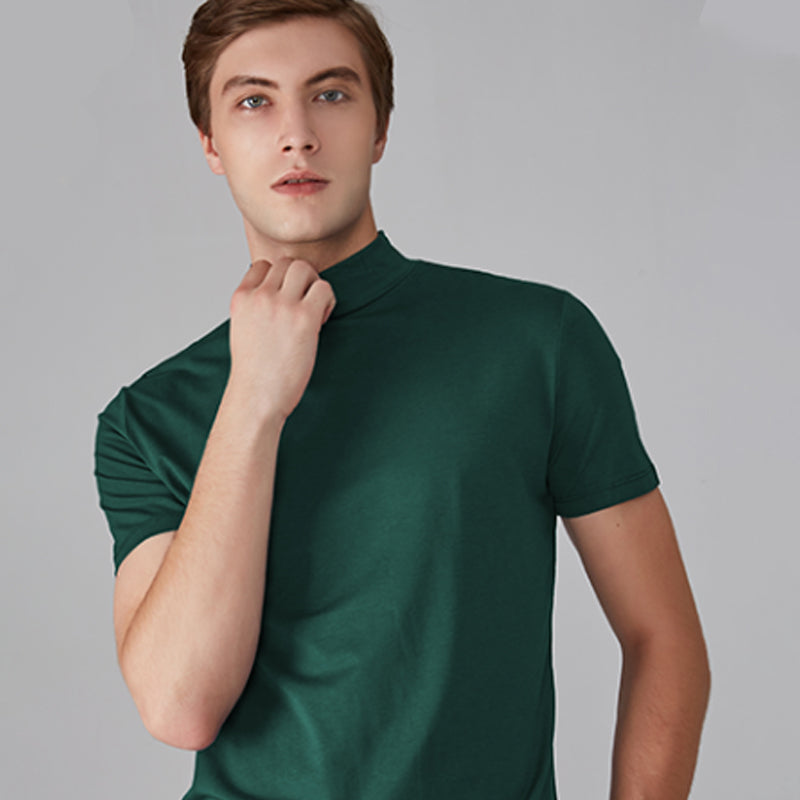 Herren Stehkragen Schmal geschnittenes T-Shirt
