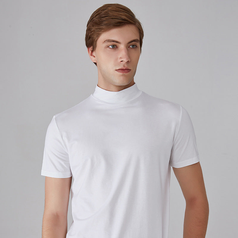 Herren Stehkragen Schmal geschnittenes T-Shirt
