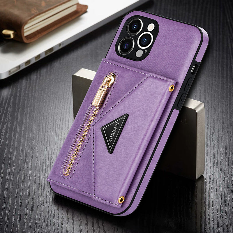 Crossbody-Reißverschluss-Leder-Handyhüllen für iPhone