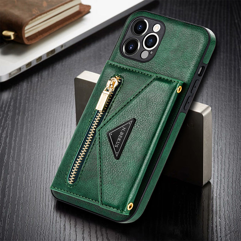Crossbody-Reißverschluss-Leder-Handyhüllen für iPhone