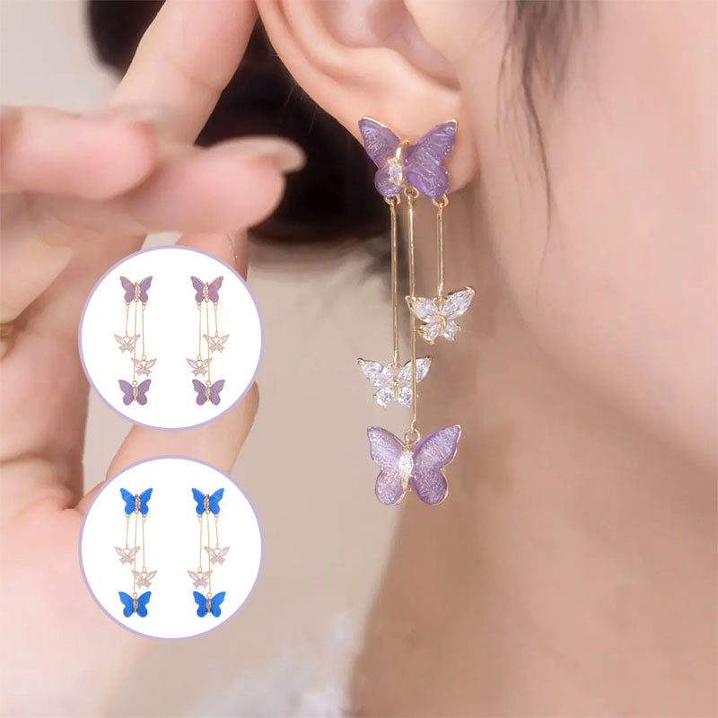 Kristall-Schmetterling-Quaste-Ohrringe