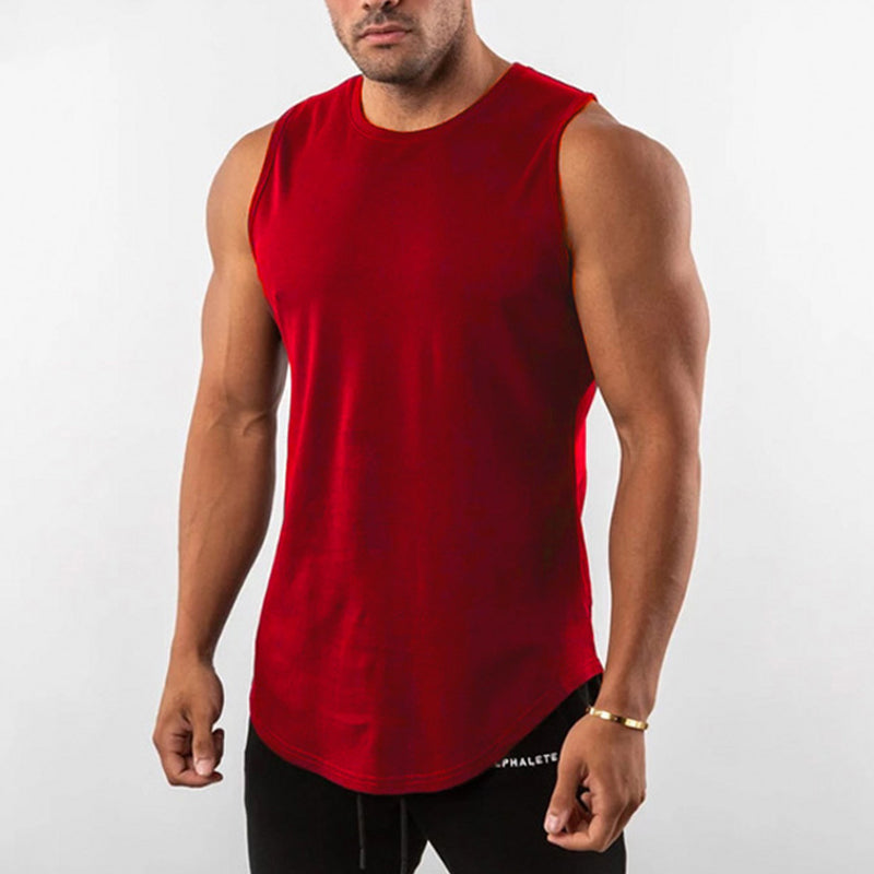 Einfarbige Fitnessweste mit Rundhalsausschnitt für Herren