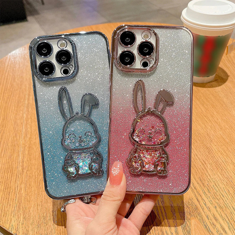 Steigungs-Glitter Treibsand Kaninchen Handyhülle für iPhone