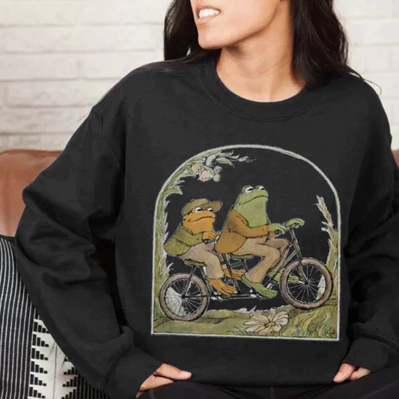 Sweatshirt mit Rundhalsausschnitt und Froschdruck