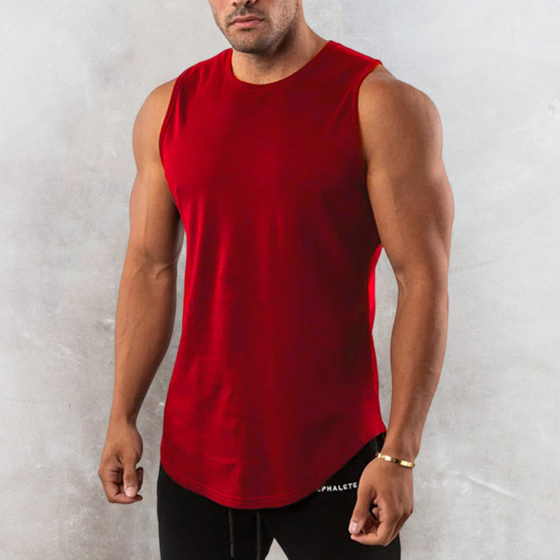 Einfarbige Fitnessweste mit Rundhalsausschnitt für Herren