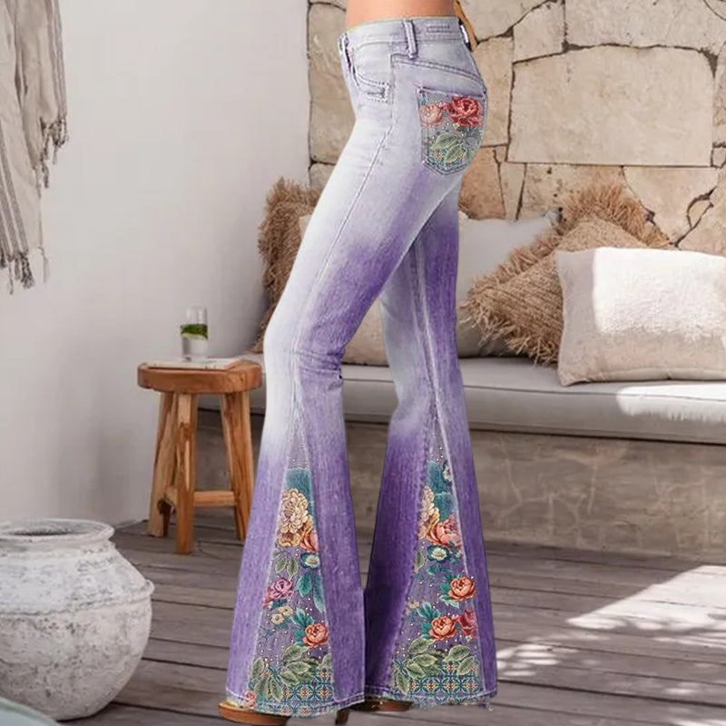 Ausgestellte Hose mit Ombre-Print