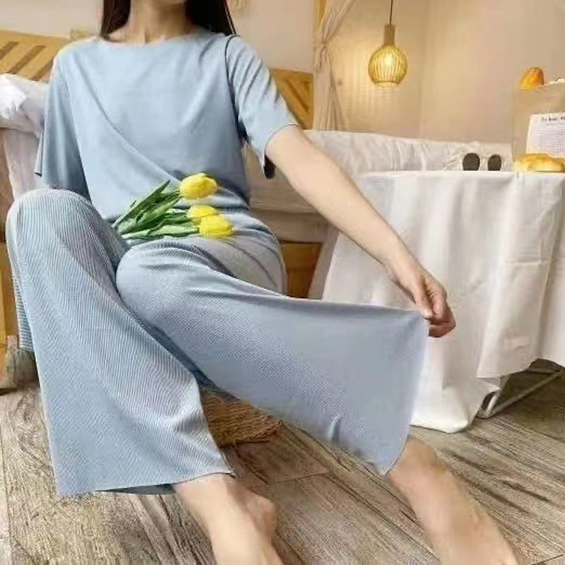 Bequemes Kurzarm T-Shirt Zweiteiliges Set