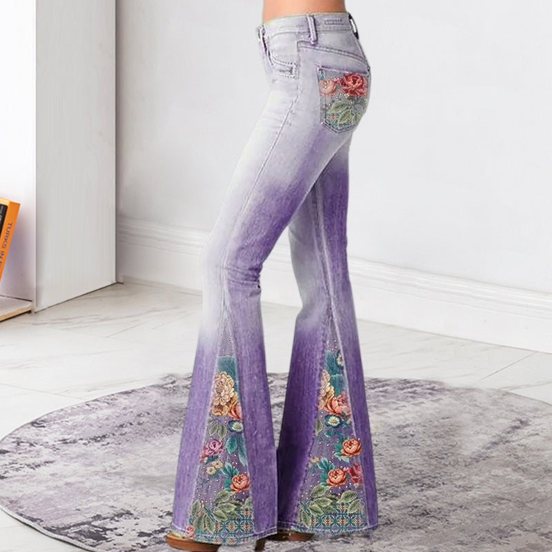 Ausgestellte Hose mit Ombre-Print