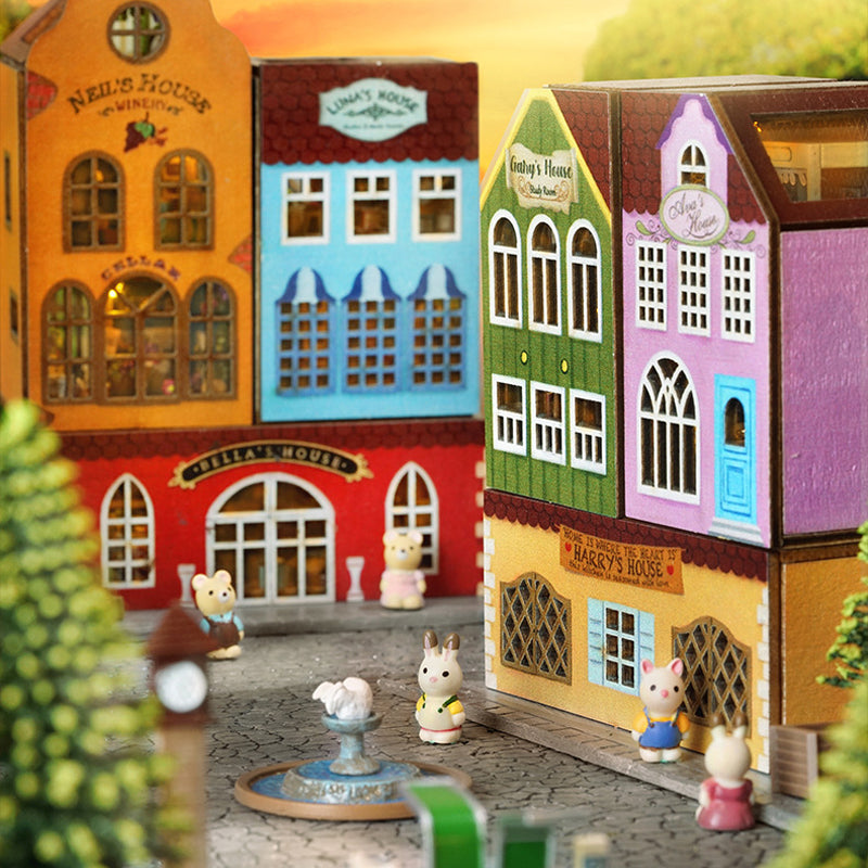 Mini-Kaninchenstadt Holz Puppenhaus-Bausatz mit Möbeln