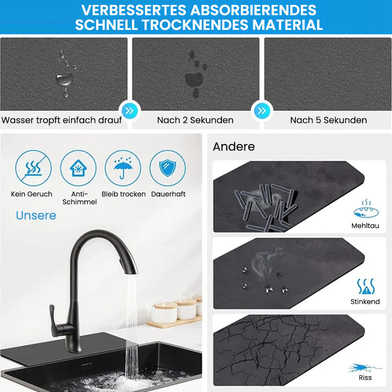 Absorbierende Matte für Wasserhähne aus Kieselgur