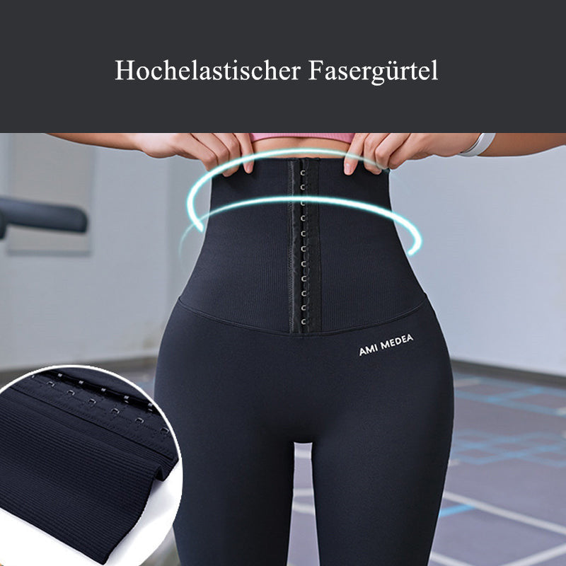 Weibliche hohe Taillen-elastische Yoga-Leggings