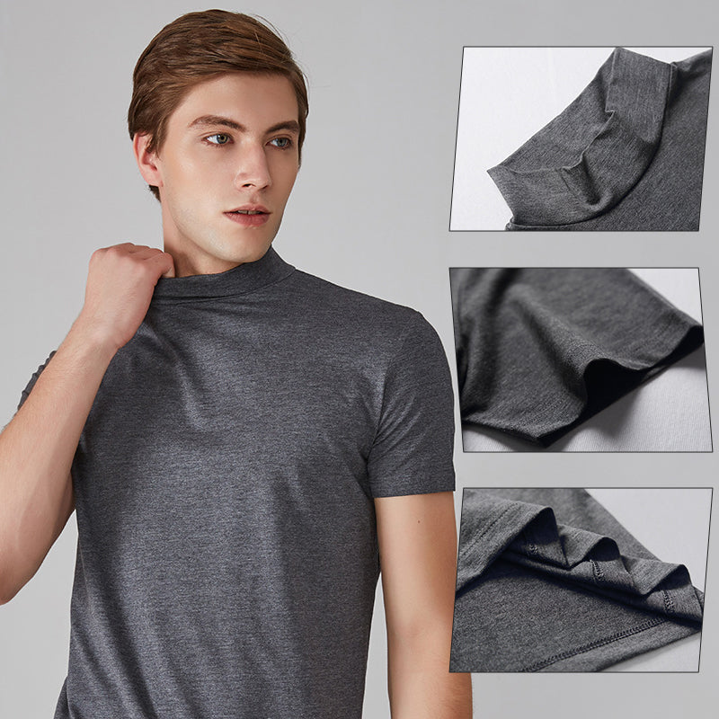 Herren Stehkragen Schmal geschnittenes T-Shirt