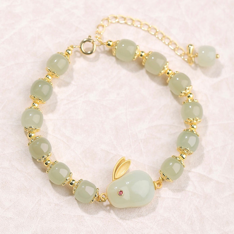 Süße Kaninchenarmband aus natürlicher Jade
