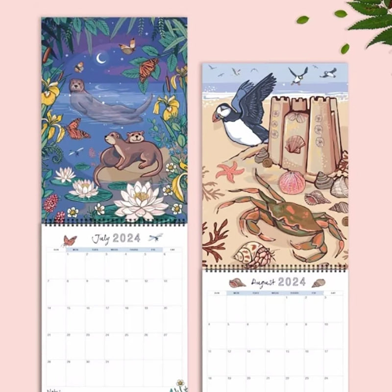 Wandkalender 2024 mit Natur- und Wildtierkunst
