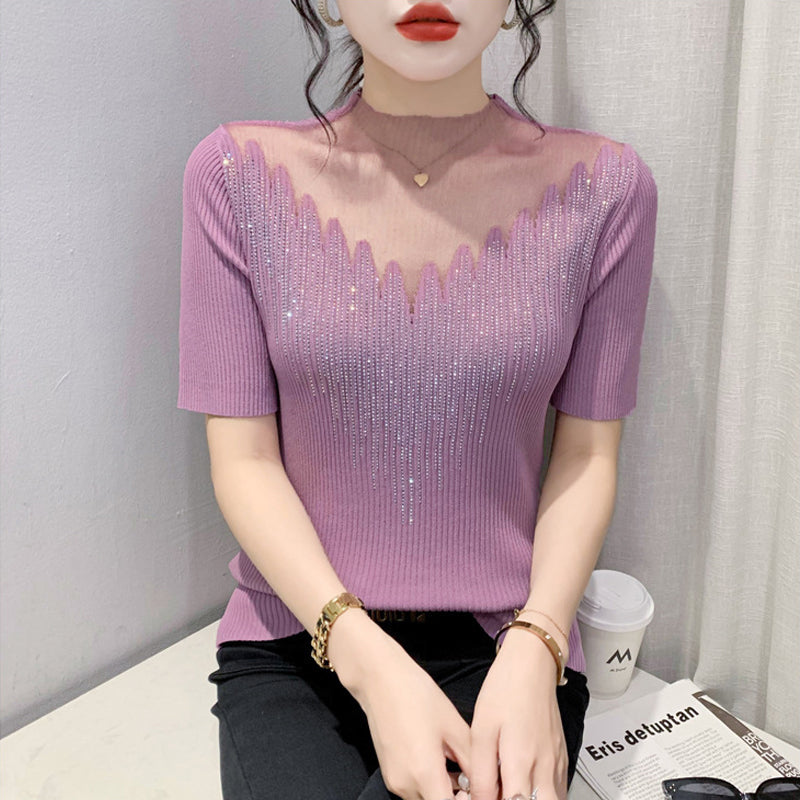 Modisches, diamantgestricktes T-Shirt