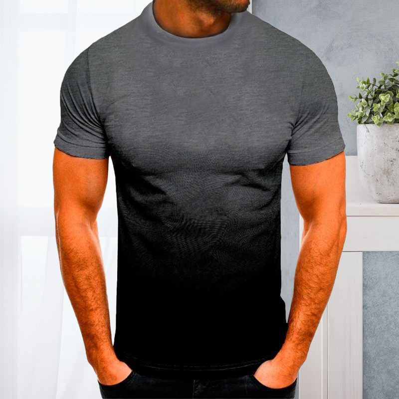 T-Shirt mit Rundhalsausschnitt und 3D-Farbverlauf